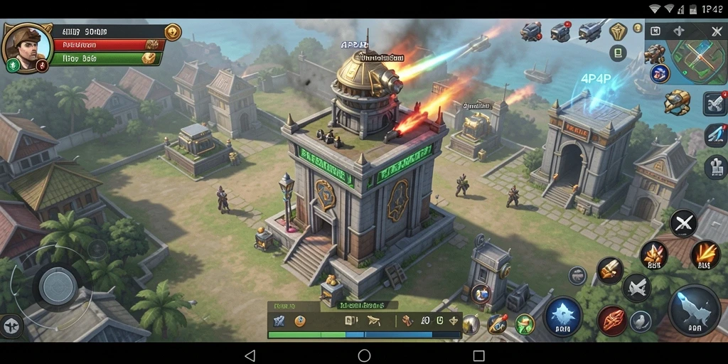 Menampilkan gameplay menara yang intens dan strategi dalam 4P4P.