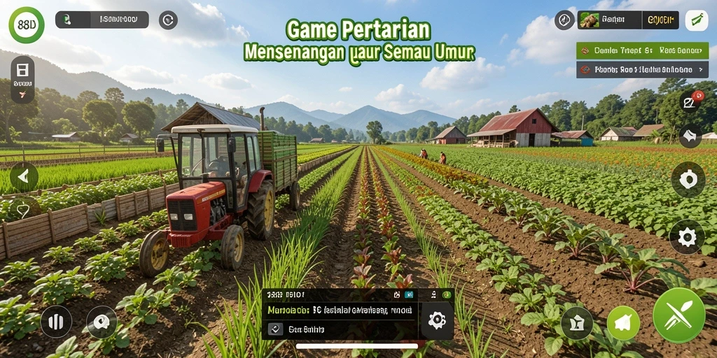 Tampilan gameplay 88ID menunjukkan kebun yang hijau dan subur.