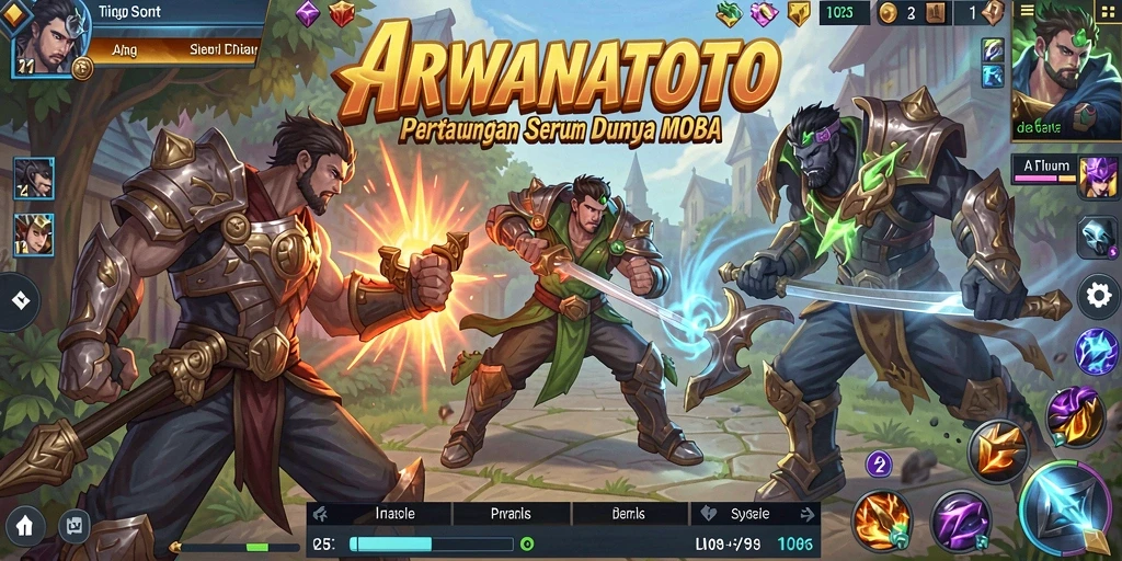 Tampilan gameplay ARWANATOTO dengan pertarungan epik