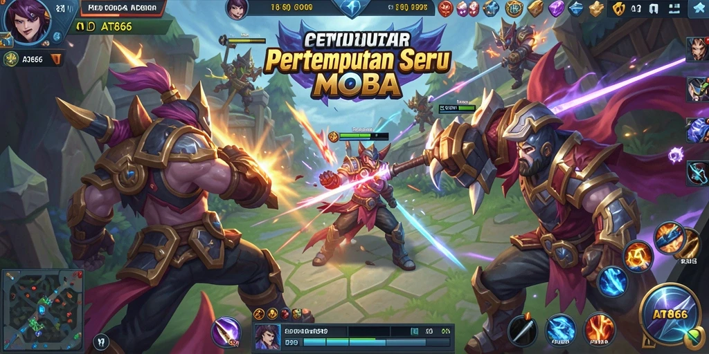 Screenshot AT866 menampilkan aksi seru dalam permainan MOBA.