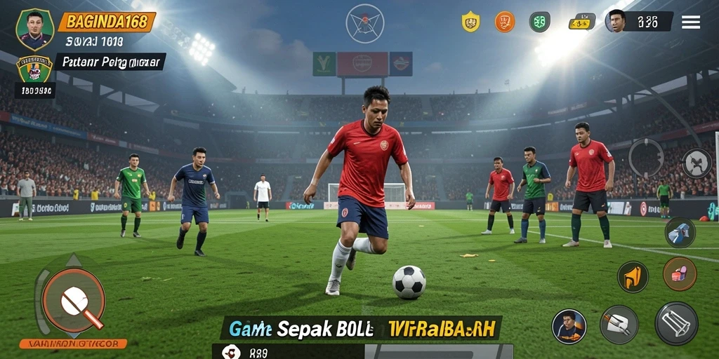 Screenshot utama BAGINDA168 menampilkan aksi permainan sepak bola yang mendebarkan.