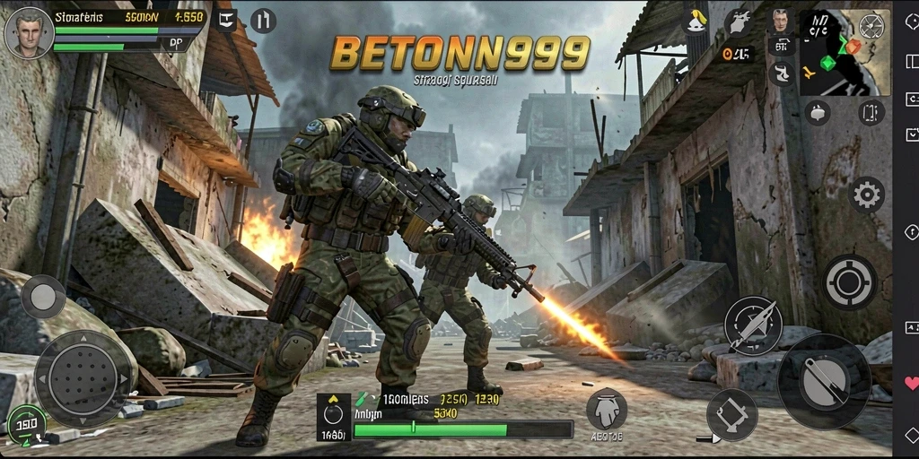 Tampilan gameplay BETON999 yang menegangkan di medan pertempuran.