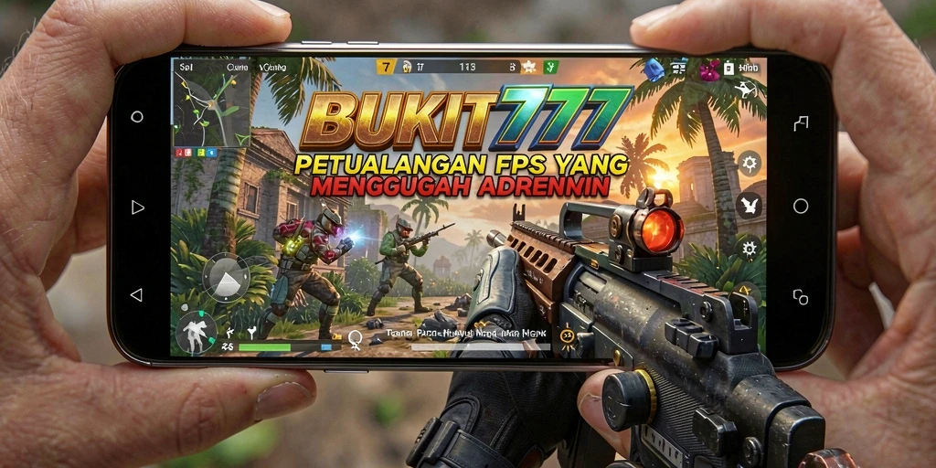 Tampilan gameplay BUKIT777 menunjukkan aksi menembak yang intens.