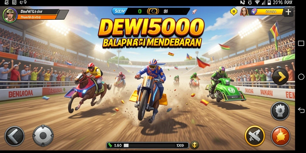 Gameplay seru DEWI5000 dengan balapan mendebarkan di lintasan.
