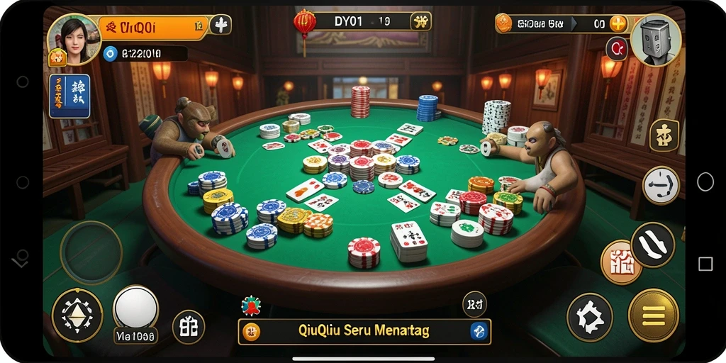 Screenshot DY01 menampilkan gameplay QiuQiu yang mendebarkan.