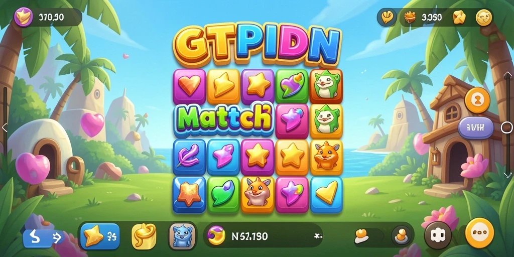 Screenshot gameplay GTPIDN menunjukkan keseruan mencocokkan objek warna-warni.
