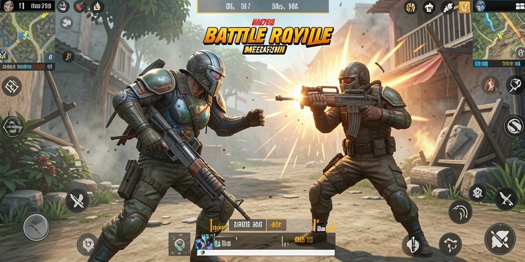 Tampilan gameplay HAO788 dalam pertarungan intens Battle Royale.