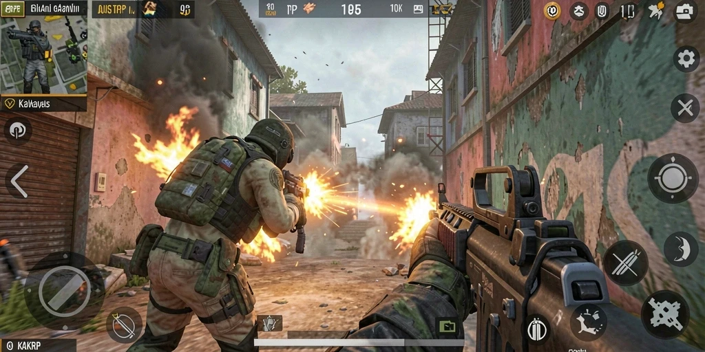 Screenshot gameplay KAKRP dengan aksi menegangkan di TPS.