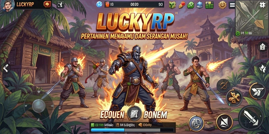 Tampilan gameplay LUCKYRP menunjukkan strategi menara yang mendebarkan.