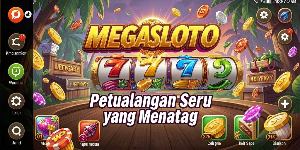 Screenshot MEGASLOTO menampilkan gameplay seru dalam petualangan menantang.