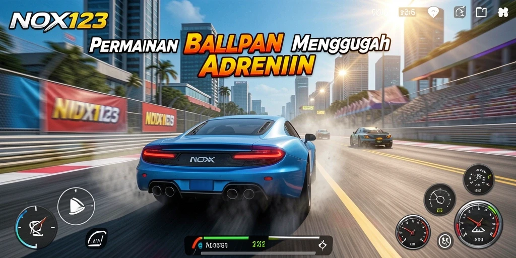 Tampilan gameplay balapan yang menegangkan di NOX123.