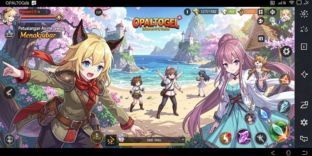 Tampilan gameplay epik dari OPALTOGEL dengan karakter anime yang menarik.