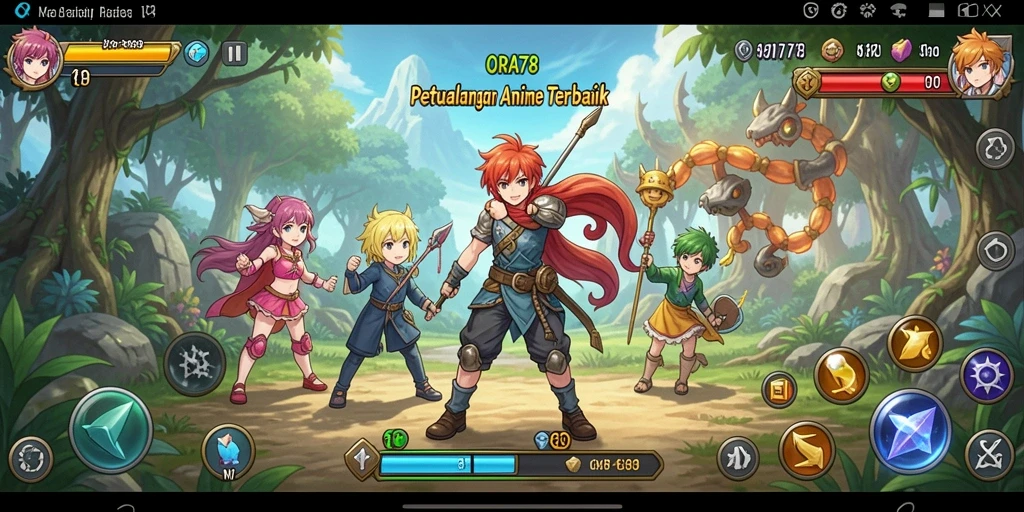 Tampilan gameplay <strong>ORA78</strong> yang menakjubkan dengan karakter anime dalam aksi.