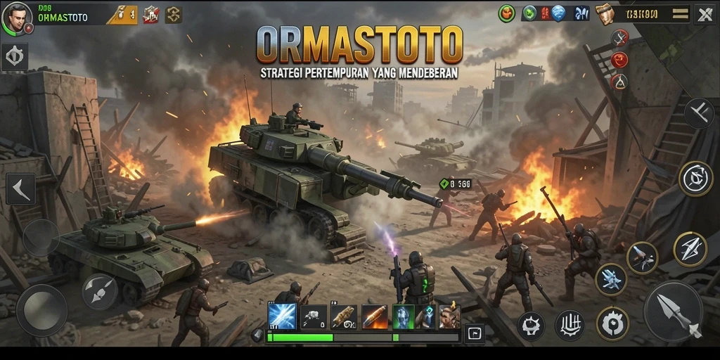 Screenshot gameplay ORMASTOTO menampilkan pertempuran strategi yang seru.