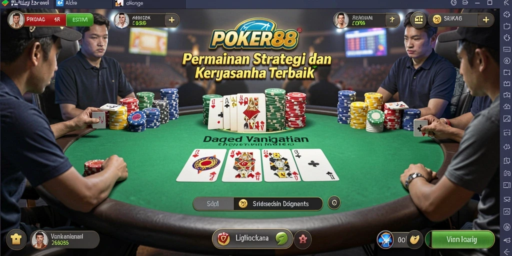 Screenshot gameplay POKER88 yang menggambarkan aksi strategis.