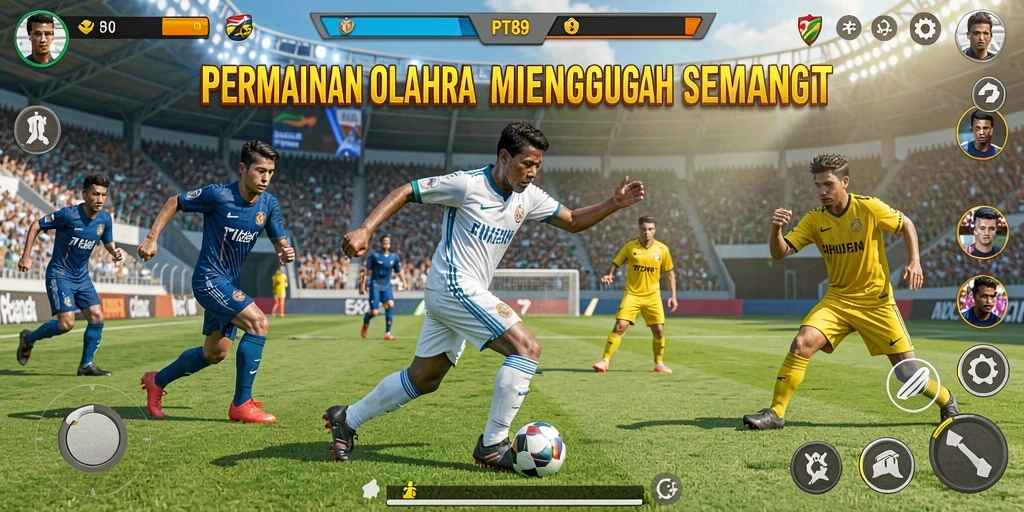 Tangkapan layar gameplay PT89 yang menunjukkan aksi olahraga yang seru.