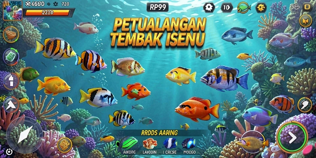 Tampilan gameplay Tembak Ikan RP99 yang mengasyikkan.