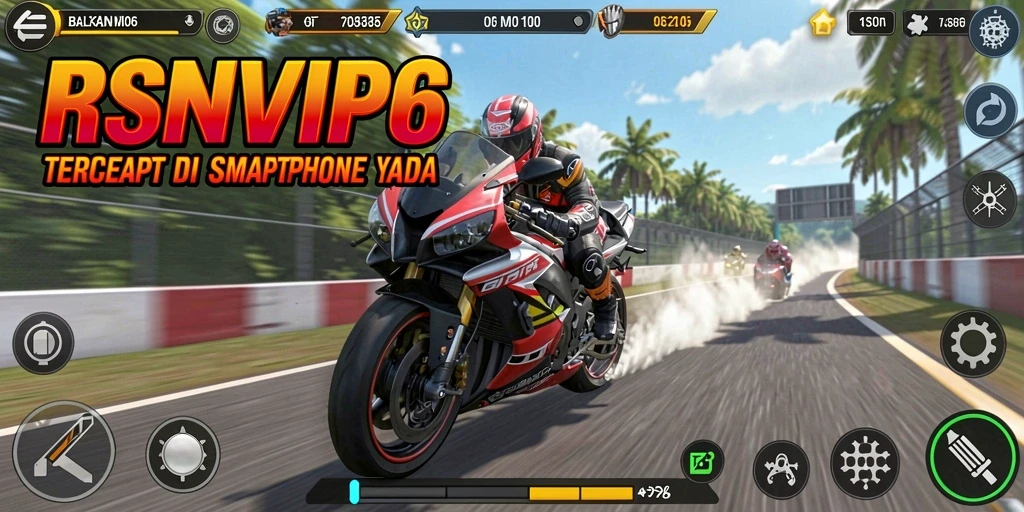 Tampilan screenshot menampilkan aksi balap motor yang intens.
