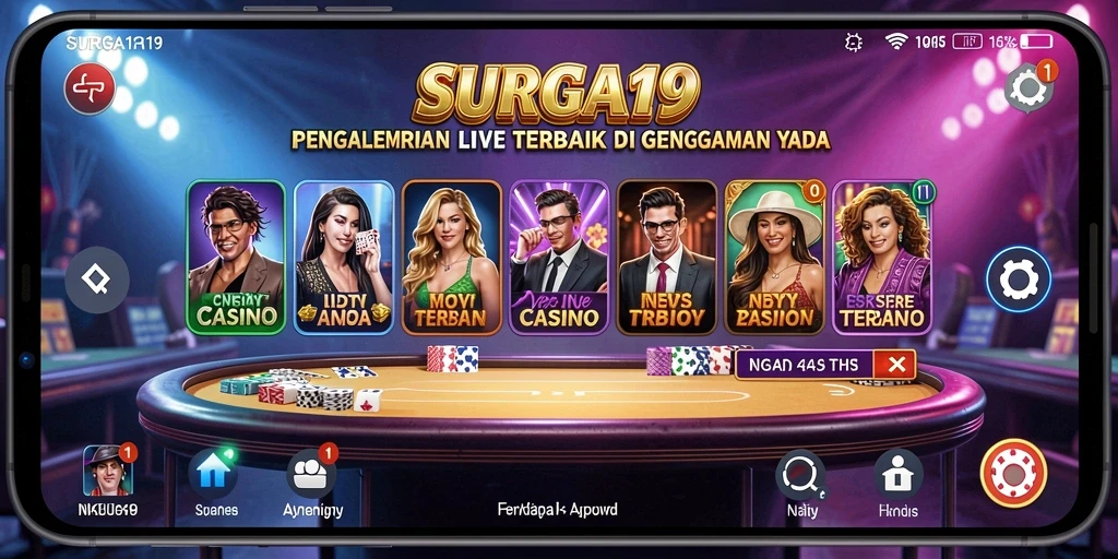 Tampilan layar gameplay SURGA19 dengan dealer langsung yang menarik.