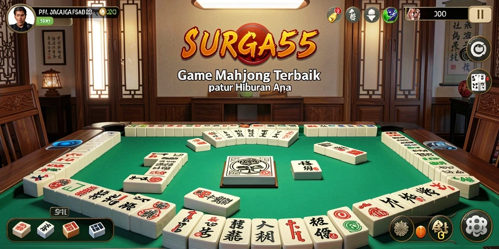 Screenshot gameplay SURGA55 dengan ubin Mahjong yang menarik.