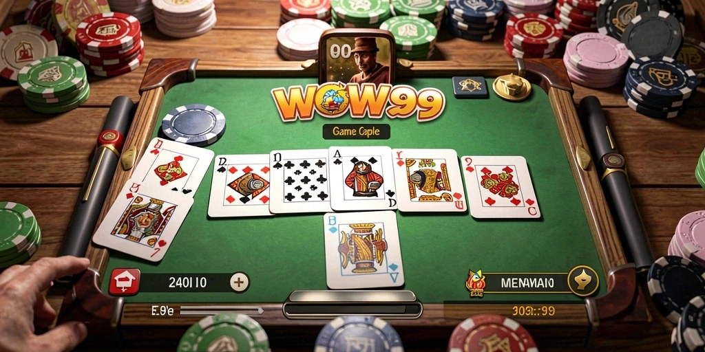 Screenshot gameplay WOW99 yang menunjukkan suasana permainan Gaple.